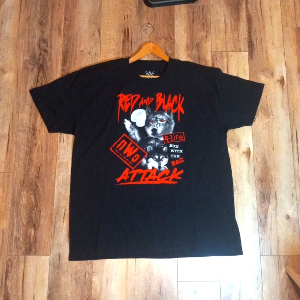 WWE NWO Red and Black Attack 4 Life Run With The Pack T Shirt XXL NEW